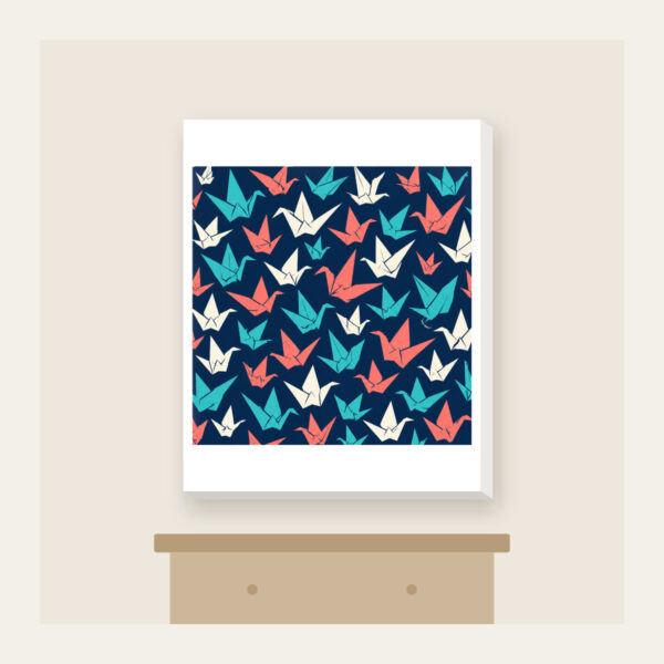 Product image Origami Cranes on Navy Canvas Print