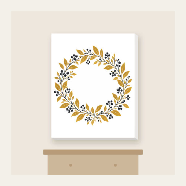 Product image Gold Botanical Leaf and Berry Wreath Canvas Print