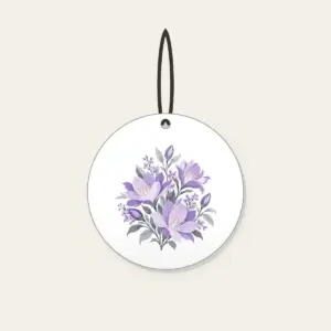 Lilac Night-Blooming Floral Pattern Ceramic Ornament in white: A compact floral pattern of night-blooming flowers in lilac and pale grey.