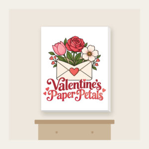 Valentine's Paper Petals Canvas Print in white