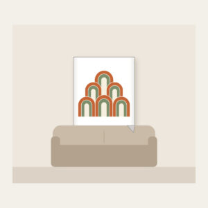 Terracotta Nested Arches Fleece Blanket in white: A repeat of nested arches in terracotta, sage and cream.