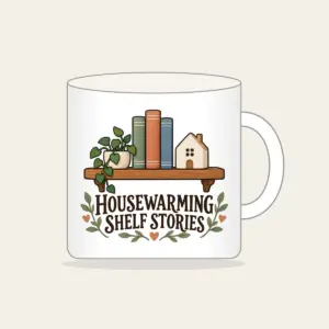 HOUSEWARMING SHELF STORIES Mug in white