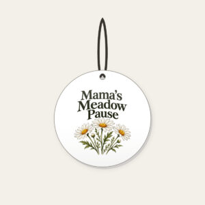 Mama's Meadow Pause Ceramic Ornament in white