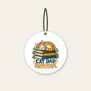 CAT DAD BOOKNOOK Ceramic Ornament in white