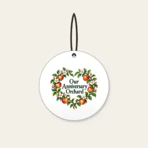 Our Anniversary Orchard Ceramic Ornament in white