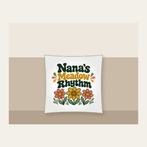 Nana's Meadow Rhythm Pillow in white