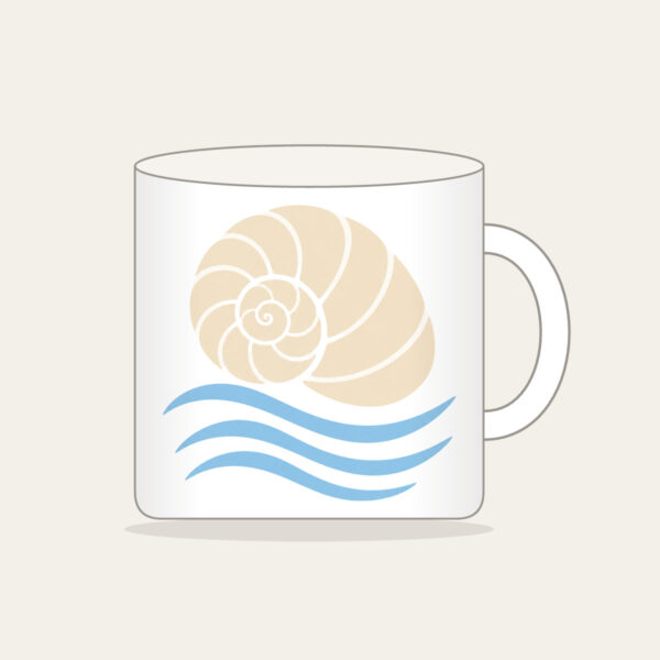 Product image Cream Spiral Shell Over Blue Currents Mug