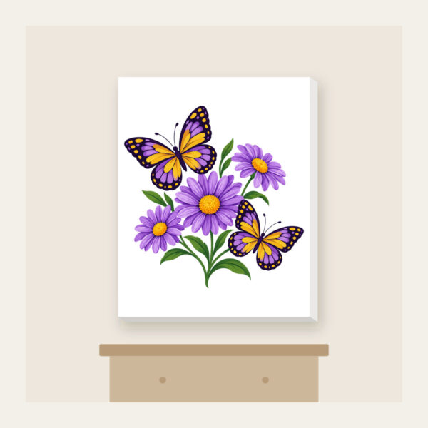 Product image Two Butterflies and Three Daisies Canvas Print