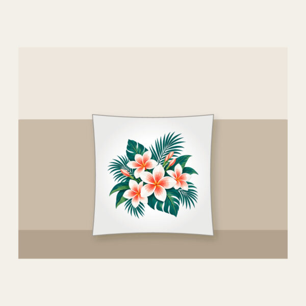 Product image Plumeria and Palm Leaves on Deep Teal Pillow
