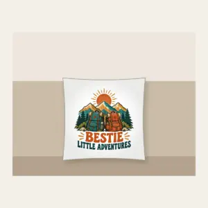 BESTIE LITTLE ADVENTURES Pillow in white