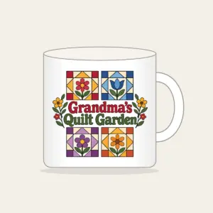 Grandma's Quilt Garden Mug in white