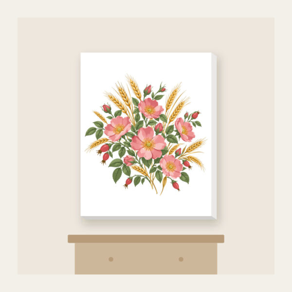 Product image Prairie Roses and Wheat Stalks Canvas Print