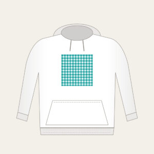Teal Gingham Check Hoodie in white: A teal gingham check crossed by a fine white line.