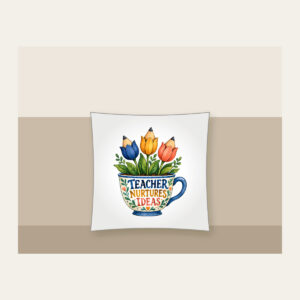 TEACHER NURTURES IDEAS Pillow in white