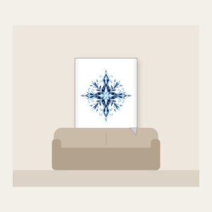 Frosted Crystal Lines in Ice Blue Fleece Blanket in white: Fine frosted crystal lines in ice blue and white across a deep navy ground.