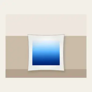White to Sky Blue to Navy Gradient Pillow in white: A gradient from white through sky blue to navy.