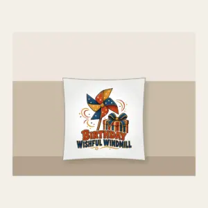 BIRTHDAY WISHFUL WINDMILL Pillow in white