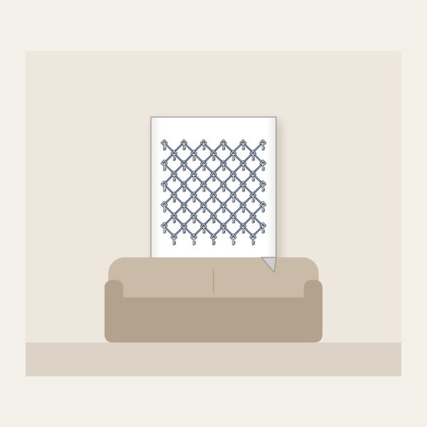 Product image Navy Lattice with Tiny Keys Fleece Blanket