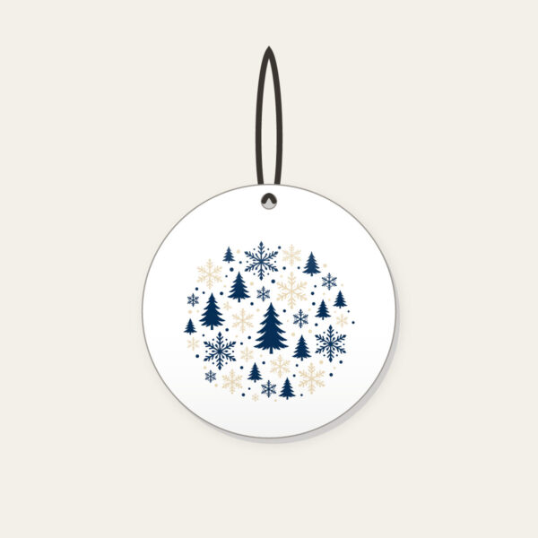 Product image Snowflakes and Pines in Navy and Cream Ceramic Ornament