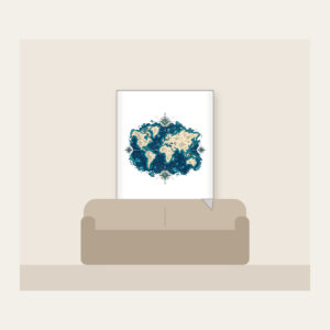 Vintage Map Coastlines and Compasses Fleece Blanket in white: Vintage-style coastlines and tiny compasses in navy, cream and teal.