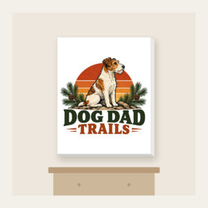 DOG DAD TRAILS Canvas Print in white