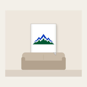 Cobalt Zigzag Mountain Peaks Fleece Blanket in white: Zigzag mountain peaks in cobalt and white over a deep green base.