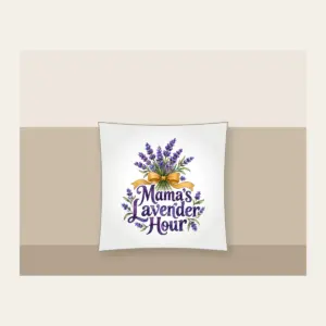 Mama's Lavender Hour Pillow in white