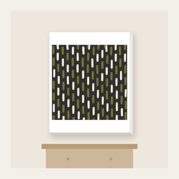 Product image Staggered Olive Dashes on Charcoal Canvas Print