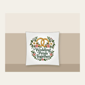 Wedding Petals Together Pillow in white