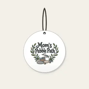 Mom's Pebble Path Ceramic Ornament in white