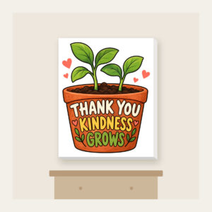 THANK YOU KINDNESS GROWS Canvas Print in white