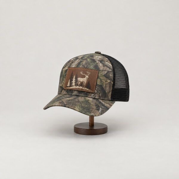 Product image Camo Stag Leather Patch Trucker Cap