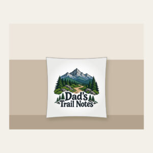 Dad's Trail Notes Pillow in white
