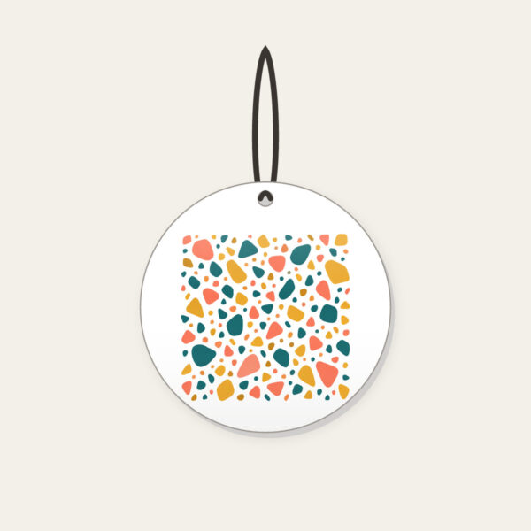 Product image Coral, Teal and Mustard Terrazzo Pebbles Ceramic Ornament