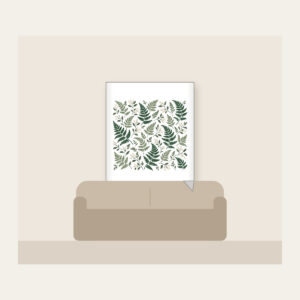 Fern and Berry Repeat Fleece Blanket in white: A repeat of ferns and tiny berries in sage, deep green and cream.