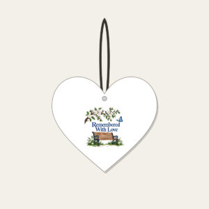 Remembered With Love Heart Ceramic Ornament in white