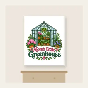 Mom's Little Greenhouse Canvas Print in white