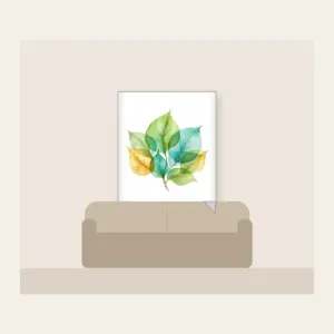 Overlapping Translucent Leaves Fleece Blanket in white: Translucent leaves overlap in green, aqua and gold.