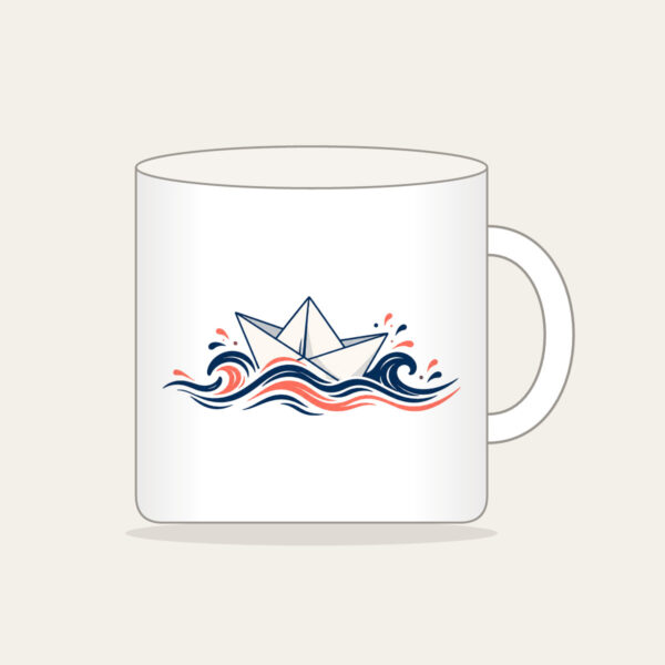 Product image Folded Paper Boat on Navy Waves Mug