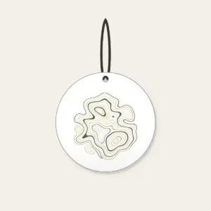 Moss and Sand Contour Map Lines Ceramic Ornament in white: Flowing contour lines in moss, sand and cream, with a single tiny star tucked among them.