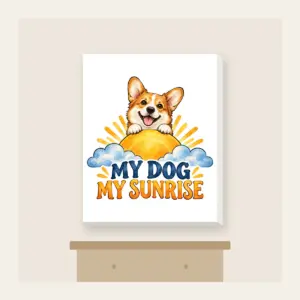 MY DOG MY SUNRISE Canvas Print in white