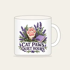 CAT PAWS QUIET HOURS Mug in white