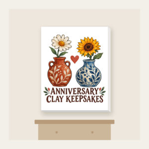 ANNIVERSARY CLAY KEEPSAKES Canvas Print in white