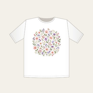 Pressed Posies in Blush and Lavender T-Shirt in white: All-over pressed posies in blush, lavender and sage.