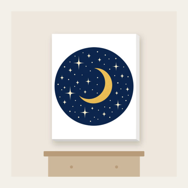 Product image Midnight Stars and Golden Crescent Moon Canvas Print