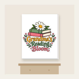 Grandma's Reading Bloom Canvas Print in white
