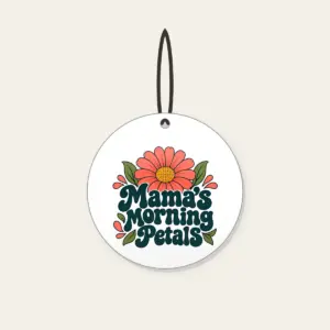 Mama's Morning Petals Ceramic Ornament in white
