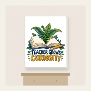 TEACHER GROWS CURIOSITY Canvas Print in white