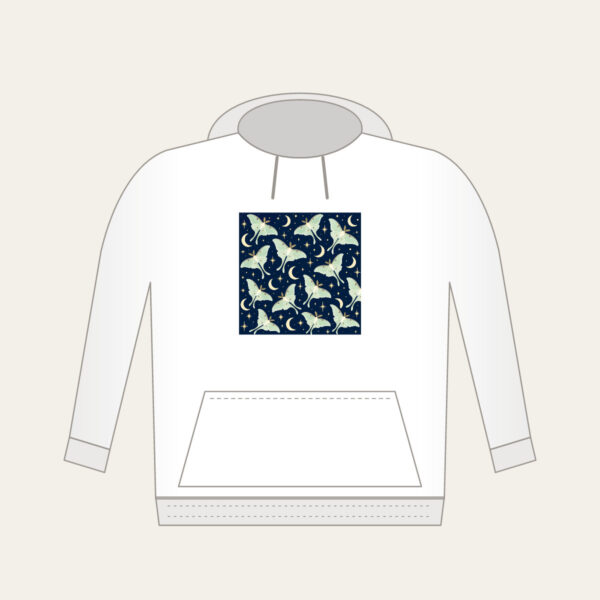 Product image Luna Moths and Crescent Moons on Navy Hoodie