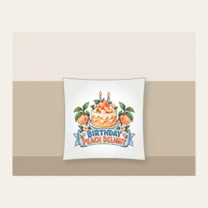 BIRTHDAY PEACH DELIGHT Pillow in white